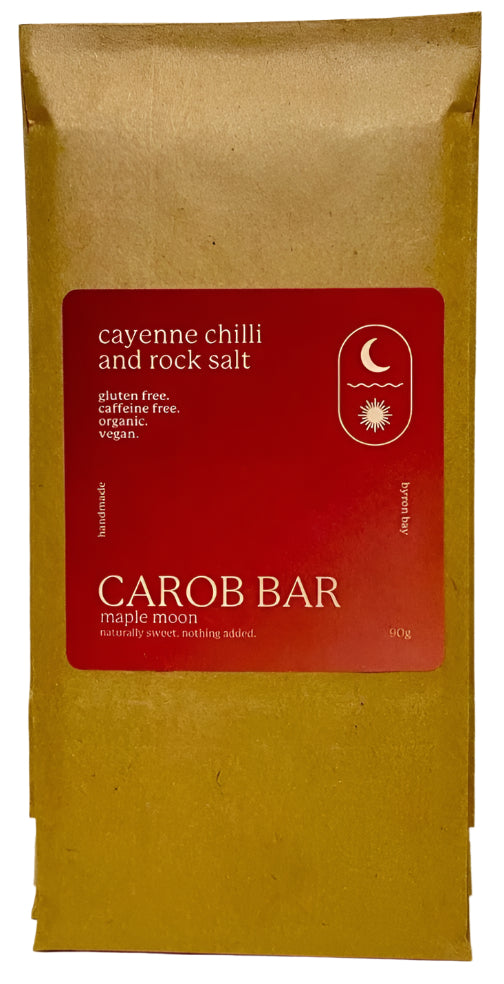 Maple Moon Cayenne Chilli & Rock Salt Vegan Carob Bar 90g