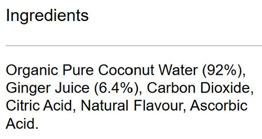 Bonsoy Sparkling Coconut Water GInger flavour ingredients