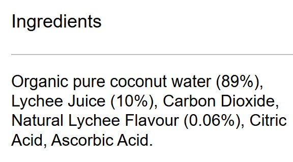 Bonsoy Sparkling Coconut Water Lychee flavour ingredients
