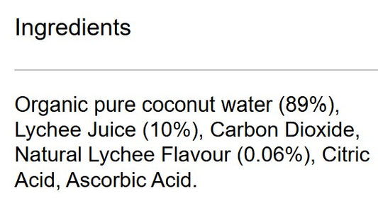 Bonsoy Sparkling Coconut Water Lychee flavour ingredients