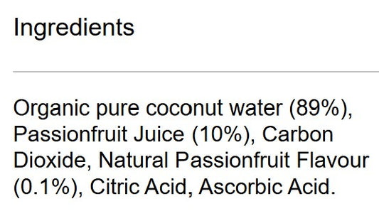 Bonsoy Sparkling Coconut Water Passionfruit flavour ingredients
