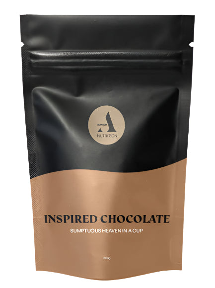 Amanda Allen Nutrition's 'Inspired Chocolate' 300g resealable pouch, made with organic cacao and adaptogen superfoods