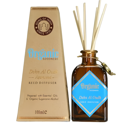 ORGANIC Goodness Reed Room Diffuser AGARWOOD DEHN AL OUDH in Amber Glass Jar 100ml