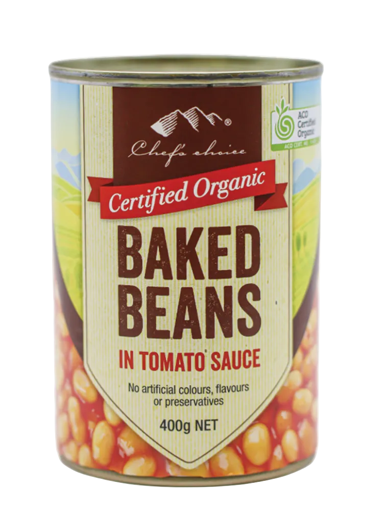 Chef's Choice Certified Organic Baked Beans in Tomato Sauce 400g