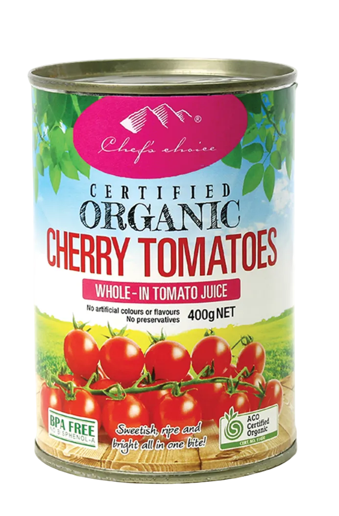 Chef's Choice Certified Organic Whole Cherry Tomatoes 400g