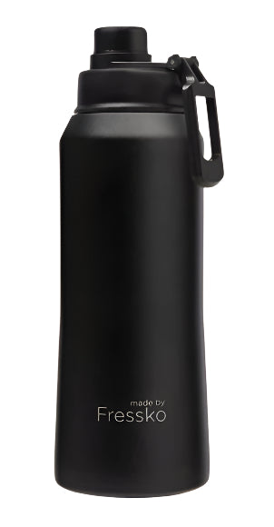 Made by Fressko Core 1L Drink Bottle in colour Coal with black sip lid