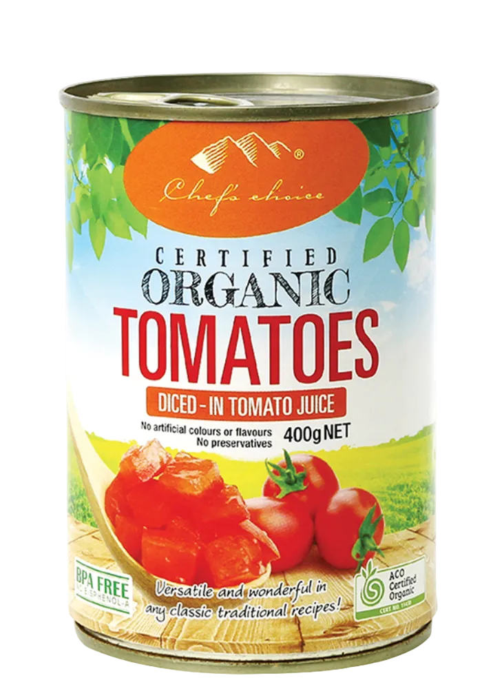 Chef's Choice Certified Organic Diced Tomatoes 400g