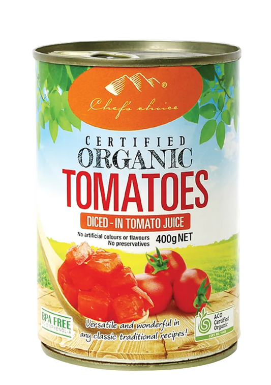 Chef's Choice Certified Organic Diced Tomatoes 400g