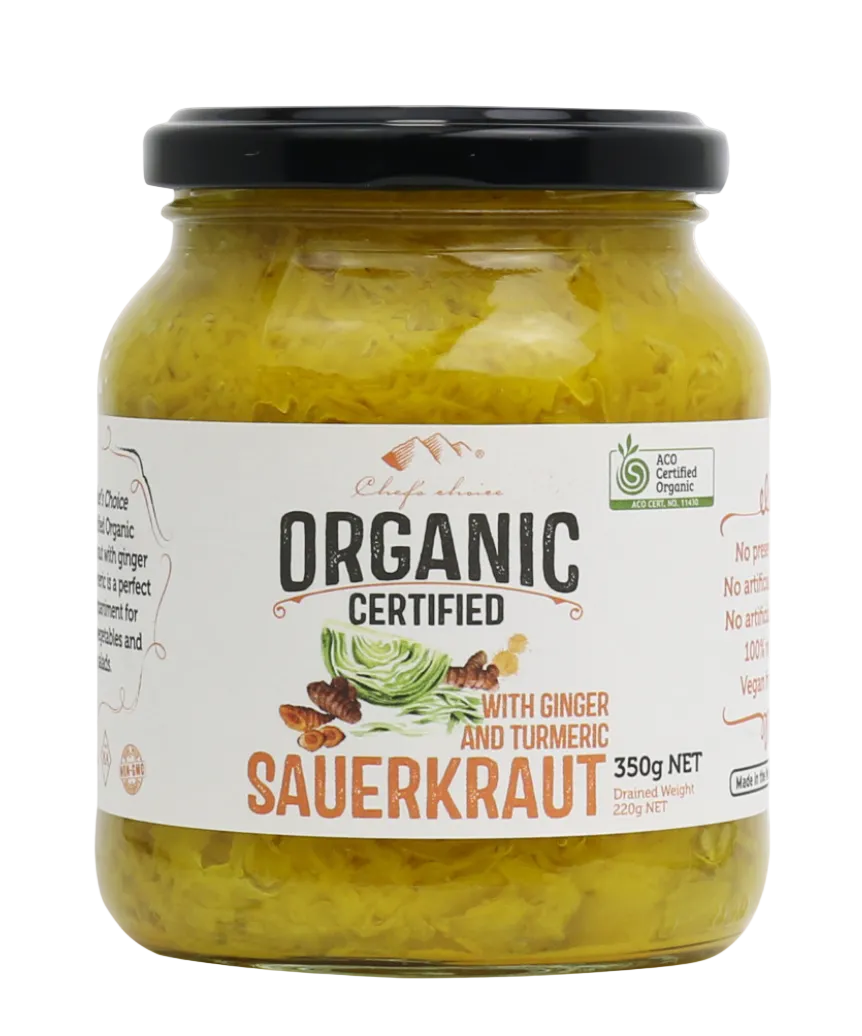 Chef's Choice Certified Organic Sauerkraut with Ginger and Turmeric 350g