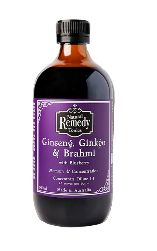 Natural Remedy Tonic Ginseng, Ginkgo & Brahmi 500ml