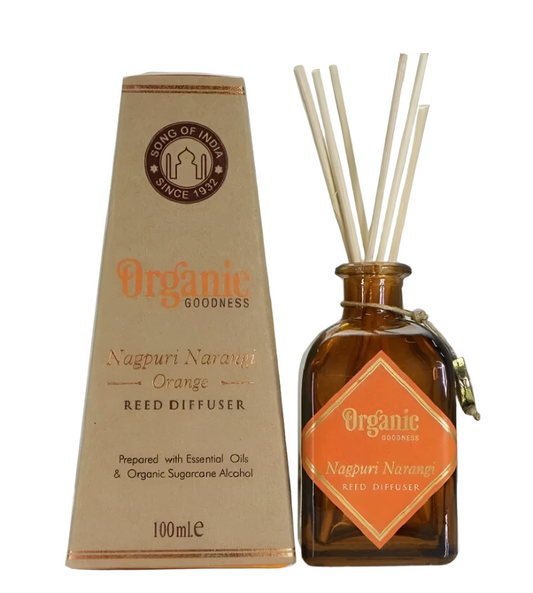 ORGANIC Goodness Reed Room Diffuser ORANGE NAGPURI NAGANGI in Amber Glass Jar 100ml
