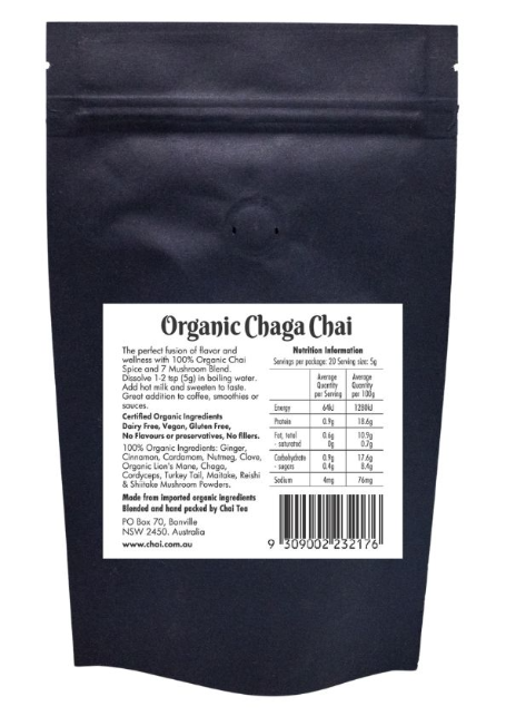 Chai Tea Organic Chaga Chai 100g