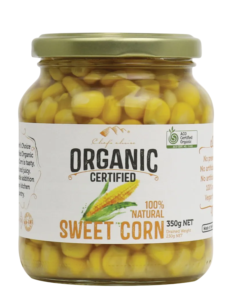 Chef's Choice Certified Organic Sweet Corn 350g