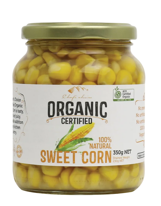Chef's Choice Certified Organic Sweet Corn 350g