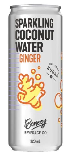 Bonsoy Sparkling Coconut Water Ginger 320ml