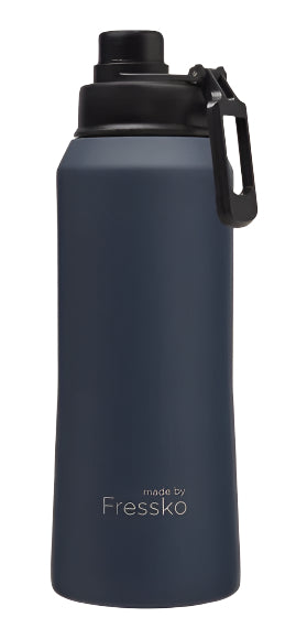 Made by Fressko Core 1L Drink Bottle in colour Denim with black sip lid