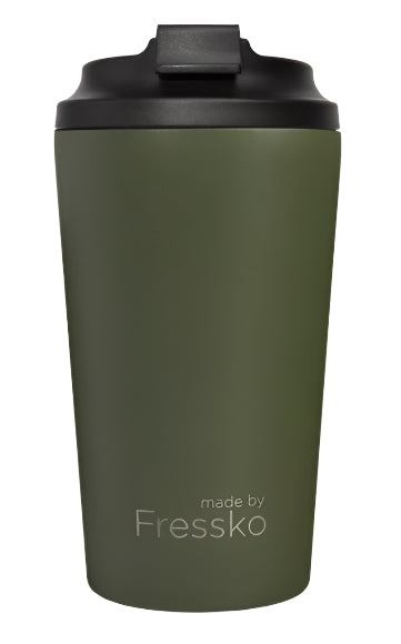 Made by Fressko Grande Reusable Cup 475ml in colour Khaki with black lid